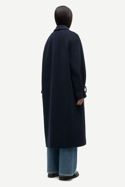SAMSØE | Manteau long ample Alma - Bleu marine