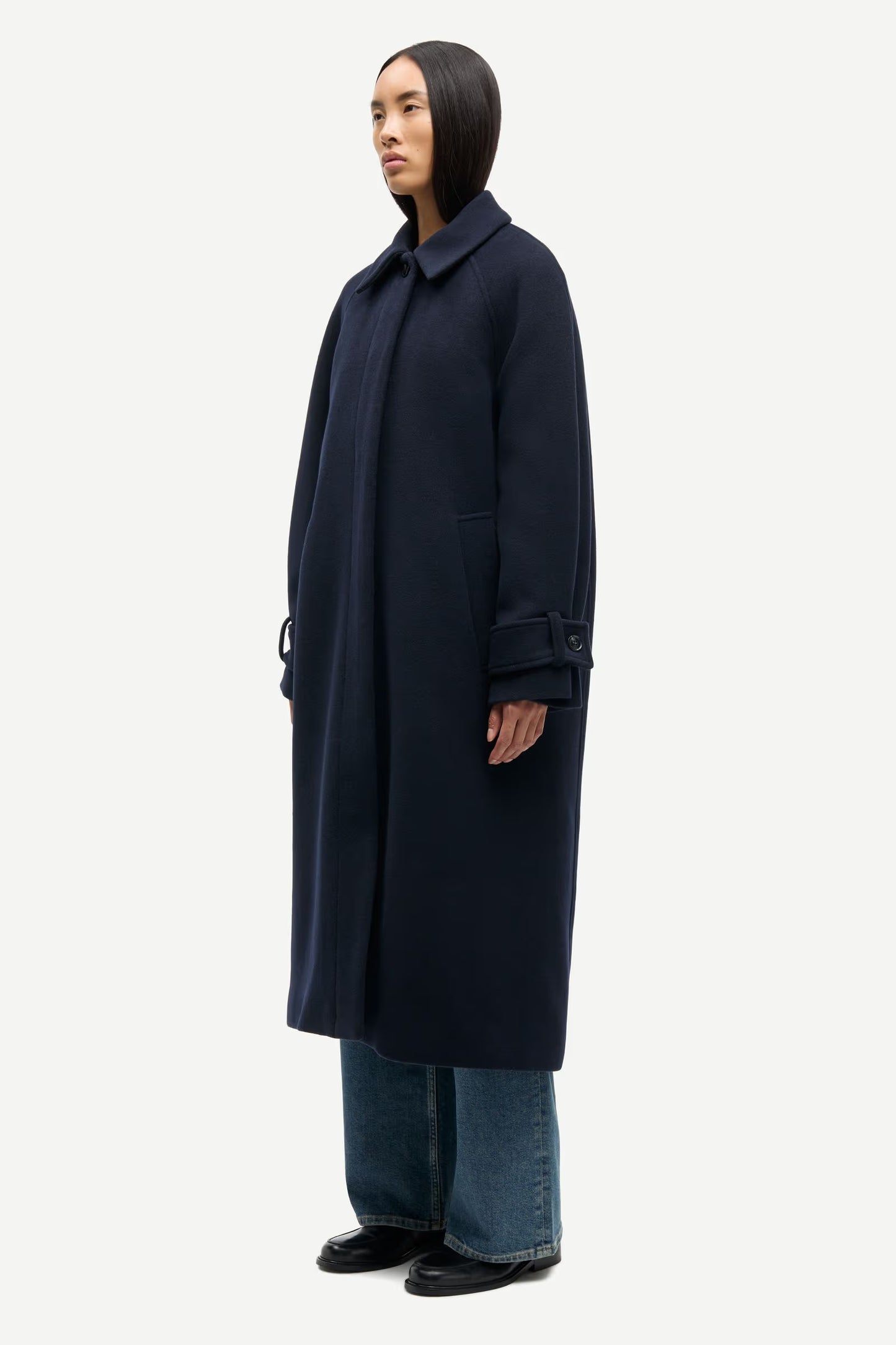 SAMSØE | Manteau long ample Alma - Bleu marine