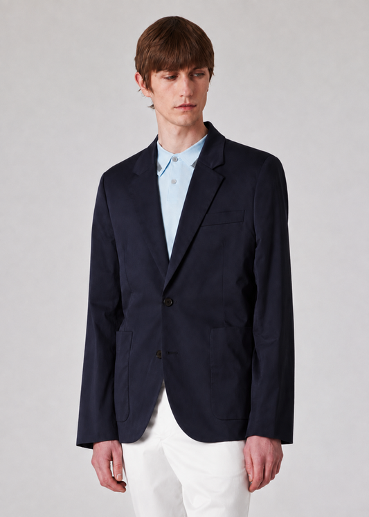 Paul Smith | Veston en satin de coton stretch - Bleu Marin