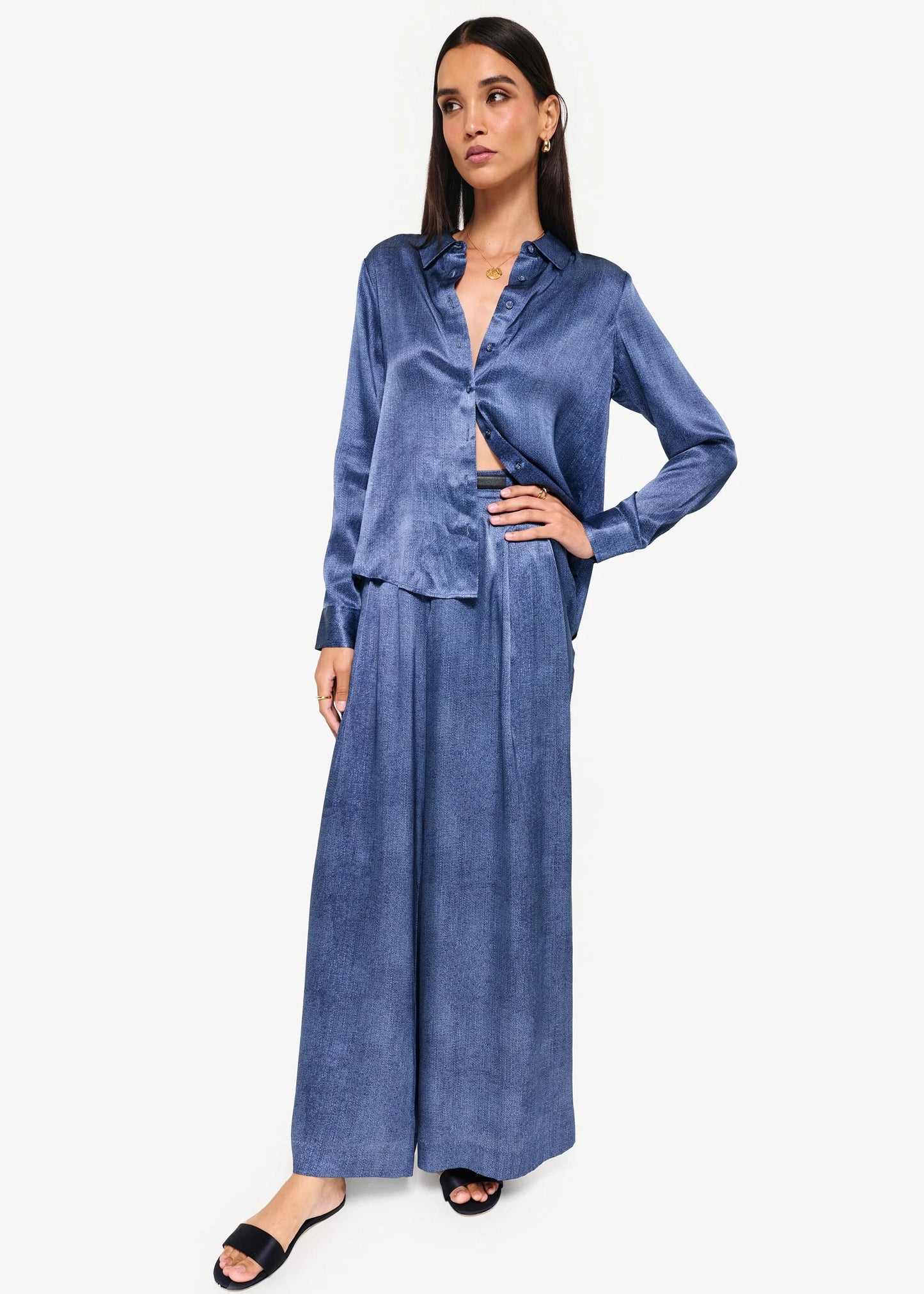 CAMI NYC | Chemisier en soie ''Crosby'' - Bleu denim brut