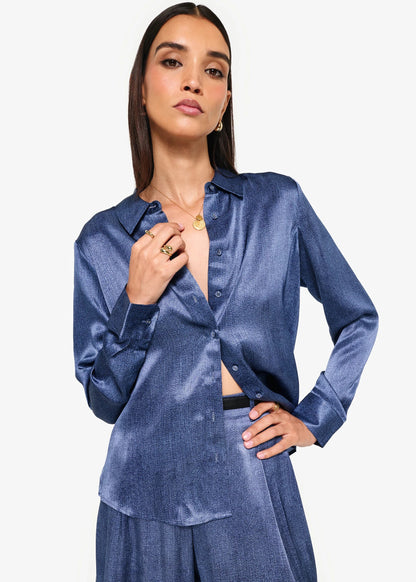 CAMI NYC | Chemisier en soie ''Crosby'' - Bleu denim brut