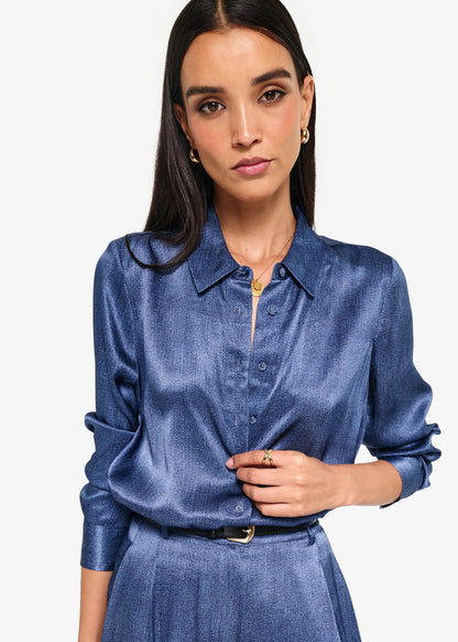 CAMI NYC | Chemisier en soie ''Crosby'' - Bleu denim brut