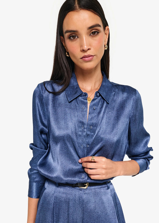 CAMI NYC | Chemisier en soie ''Crosby'' - Bleu denim brut