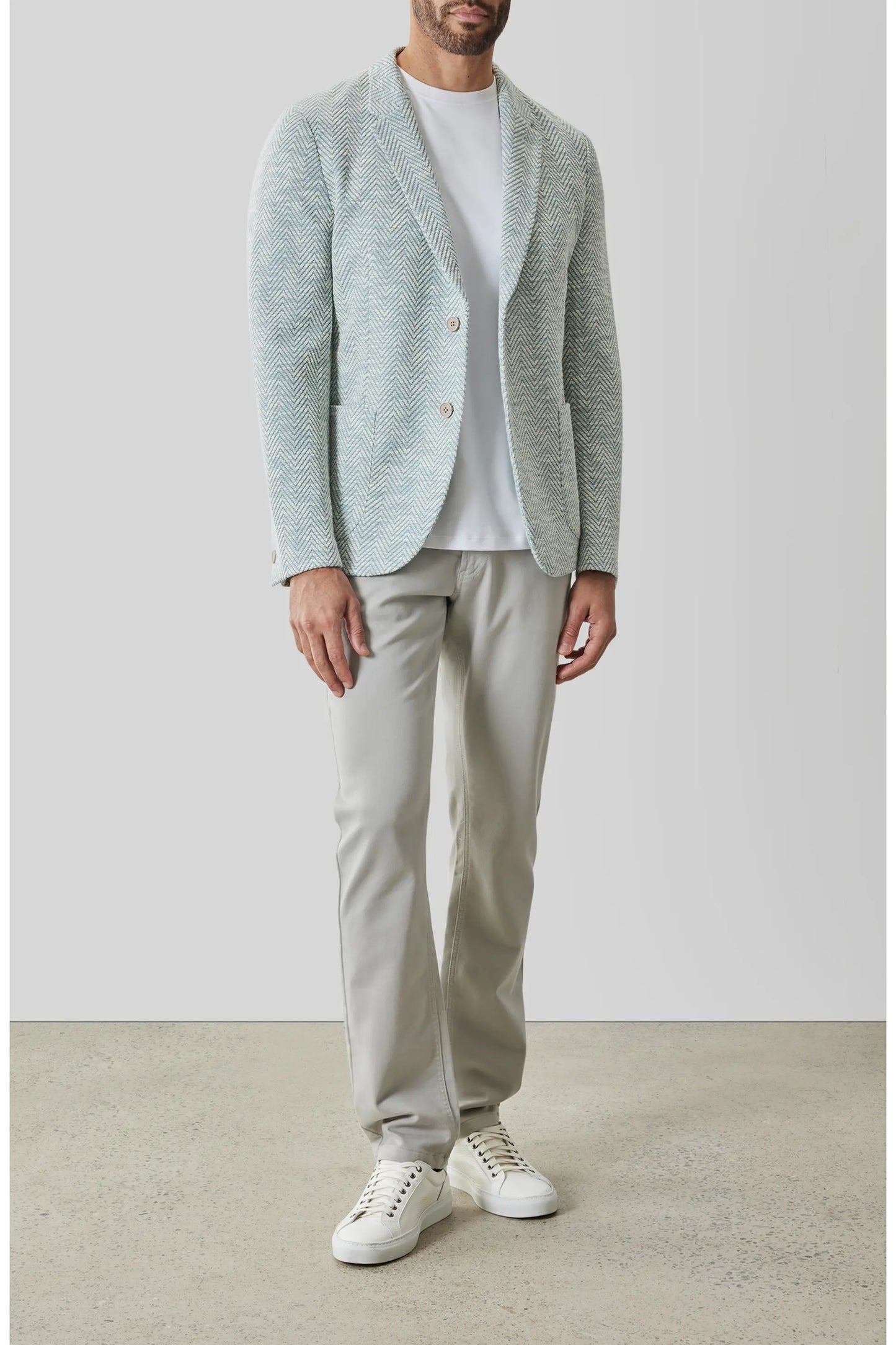 Robert Barakett | Blazer Jett en maille à chevrons - Bleu sarcelle clair
