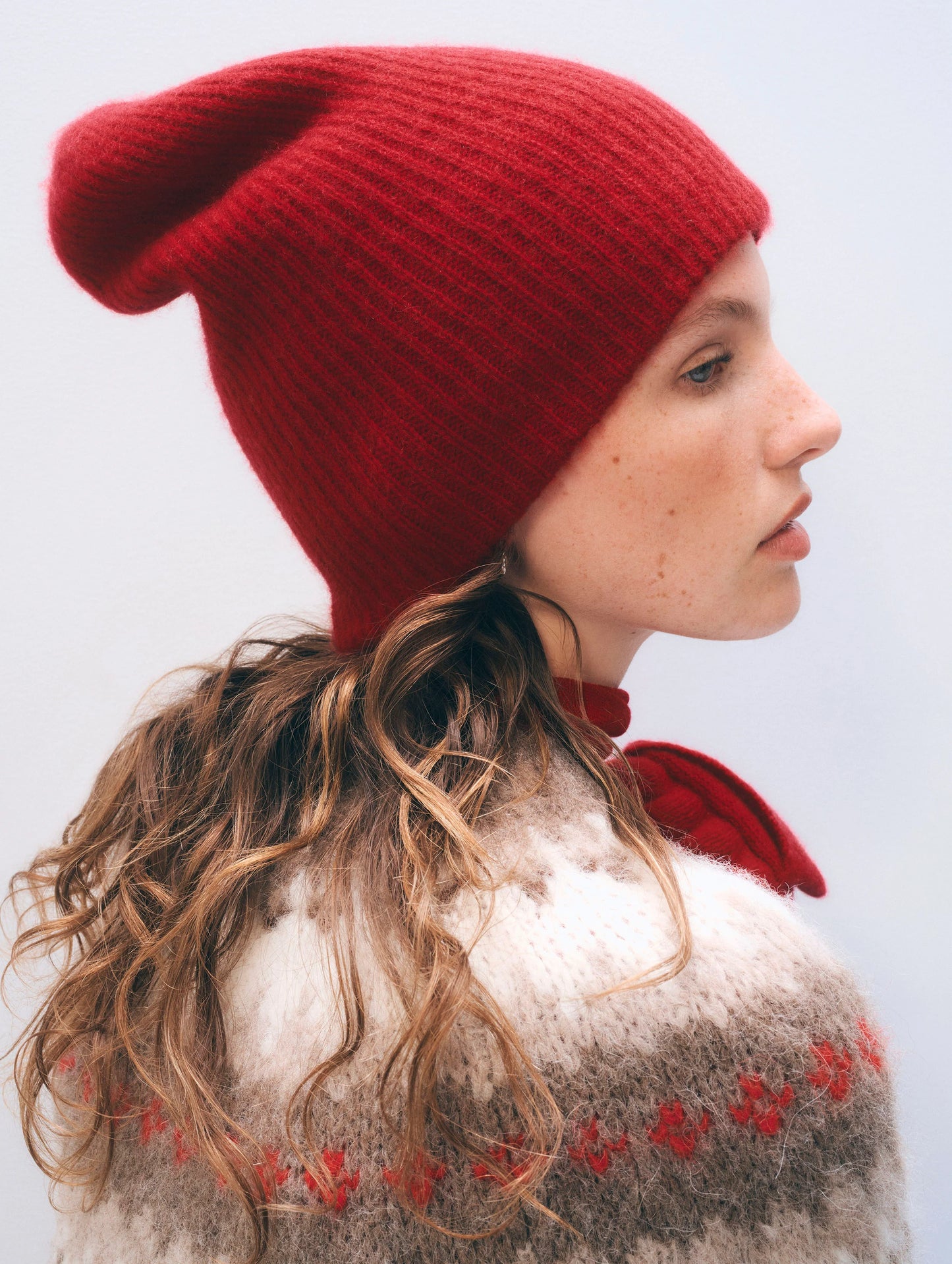 White + Warren | Bonnet en cachemire côtelé - Rouge 