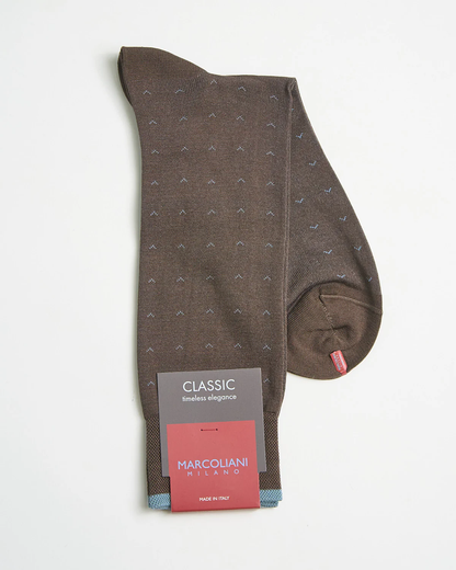 Marcoliani - Chaussettes en coton pima à motif Volo - Taupe / Bleu