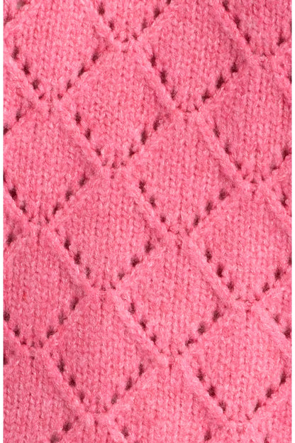 Dèluc | Pull à col rond en tricot pointelle 'Vitosha' | Rose