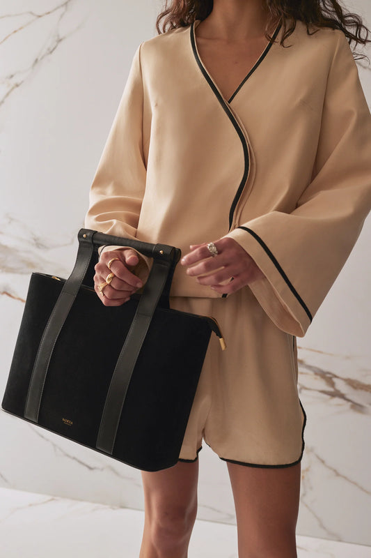 SANCIA | Sac en cuir ''Ravenna Tote'' - Noir