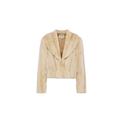 L'AGENCE | Jacket rayé en fausse fourrure 'Davy' | Latté