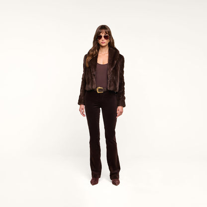 L'AGENCE | Jacket rayé en fausse fourrure 'Davy' | Brun