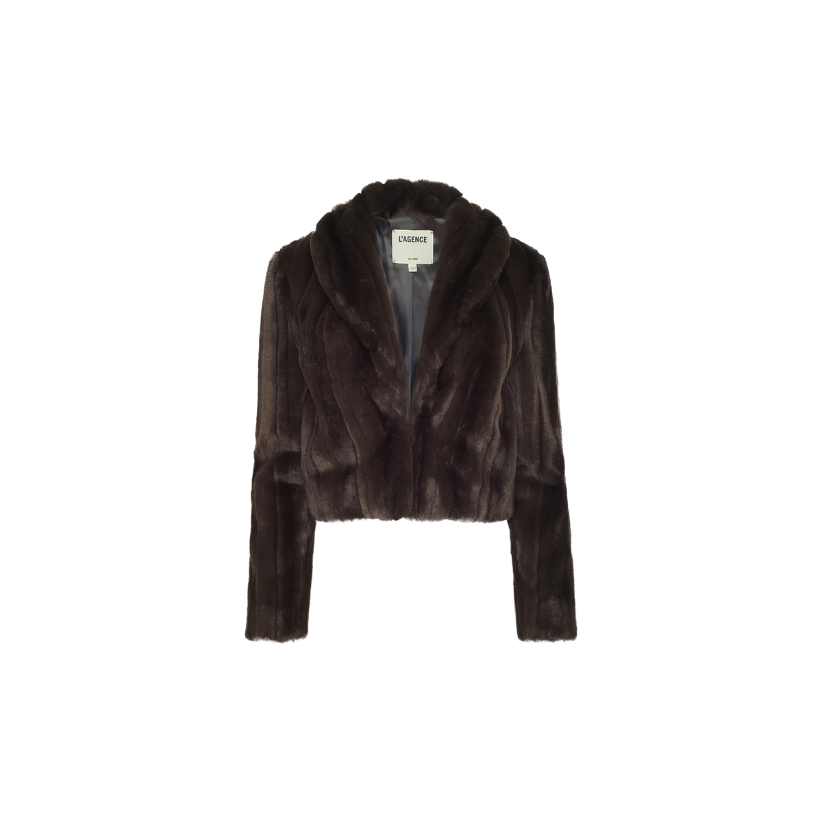 L'AGENCE | Jacket rayé en fausse fourrure 'Davy' | Brun
