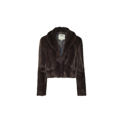 L'AGENCE | Jacket rayé en fausse fourrure 'Davy' | Brun
