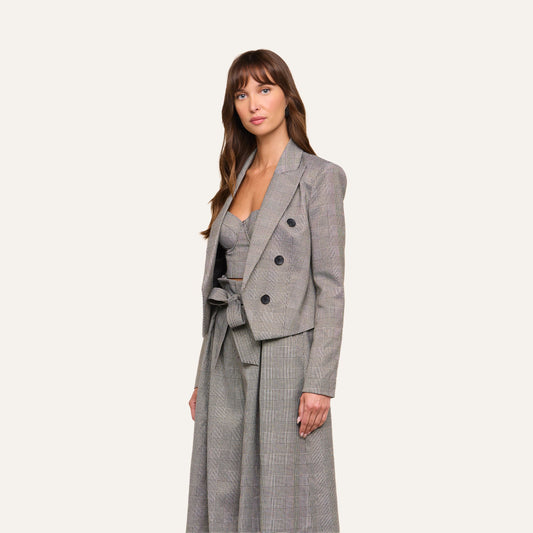 L'AGENCE | Veston 'Lila' | Tweed Beige et Noir