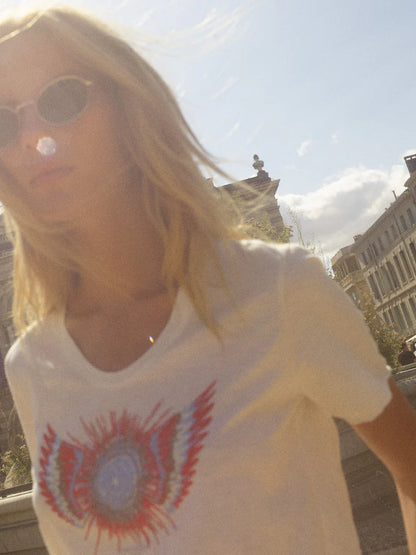 MOS MOSH | T-shirt à col rond "ROMI GETHI"- Ecru