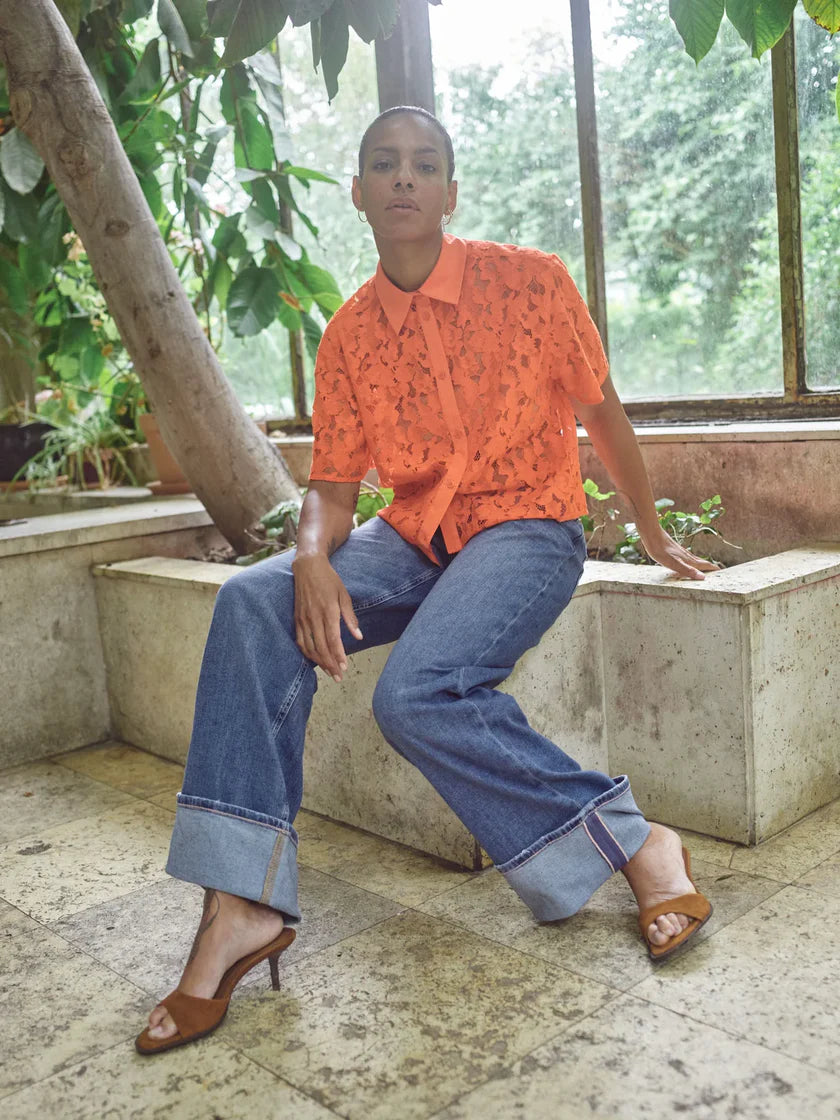 MOS MOSH | T-shirt en dentelle "Lia" - Orange