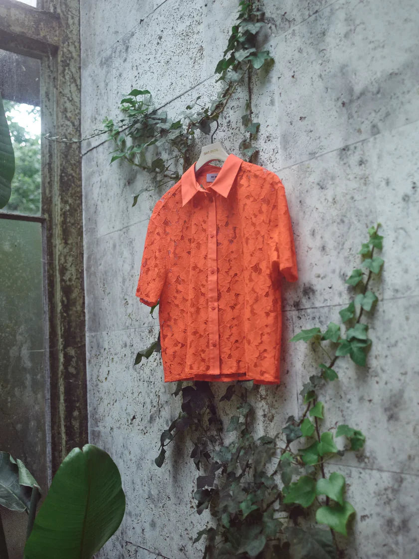MOS MOSH | T-shirt en dentelle "Lia" - Orange