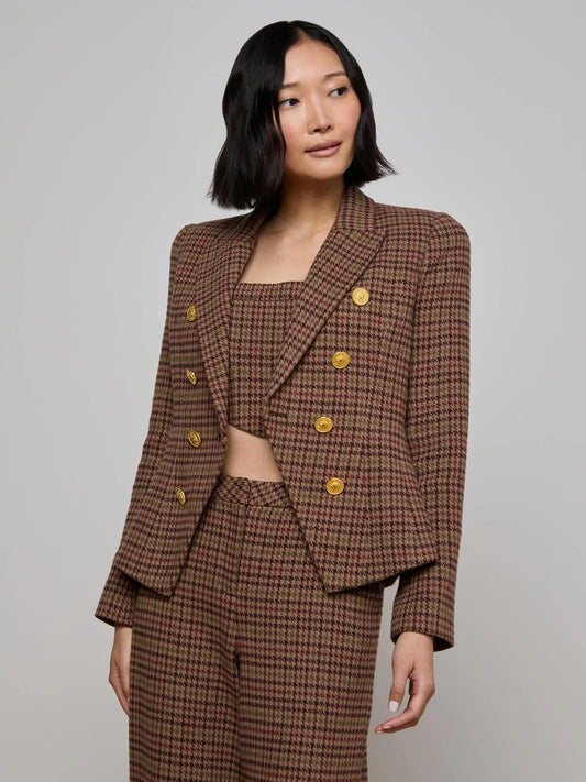 L'Agence | Blazer ''Bethany'' à motif pied-de-poule - Marron foncé multicolore