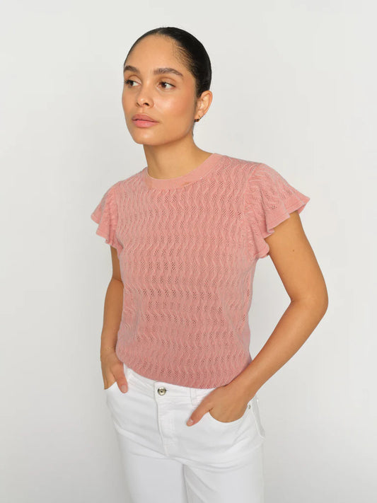 MOS MOSH | T-shirt en tricot "GANNA PATTERN" - Dusty rose