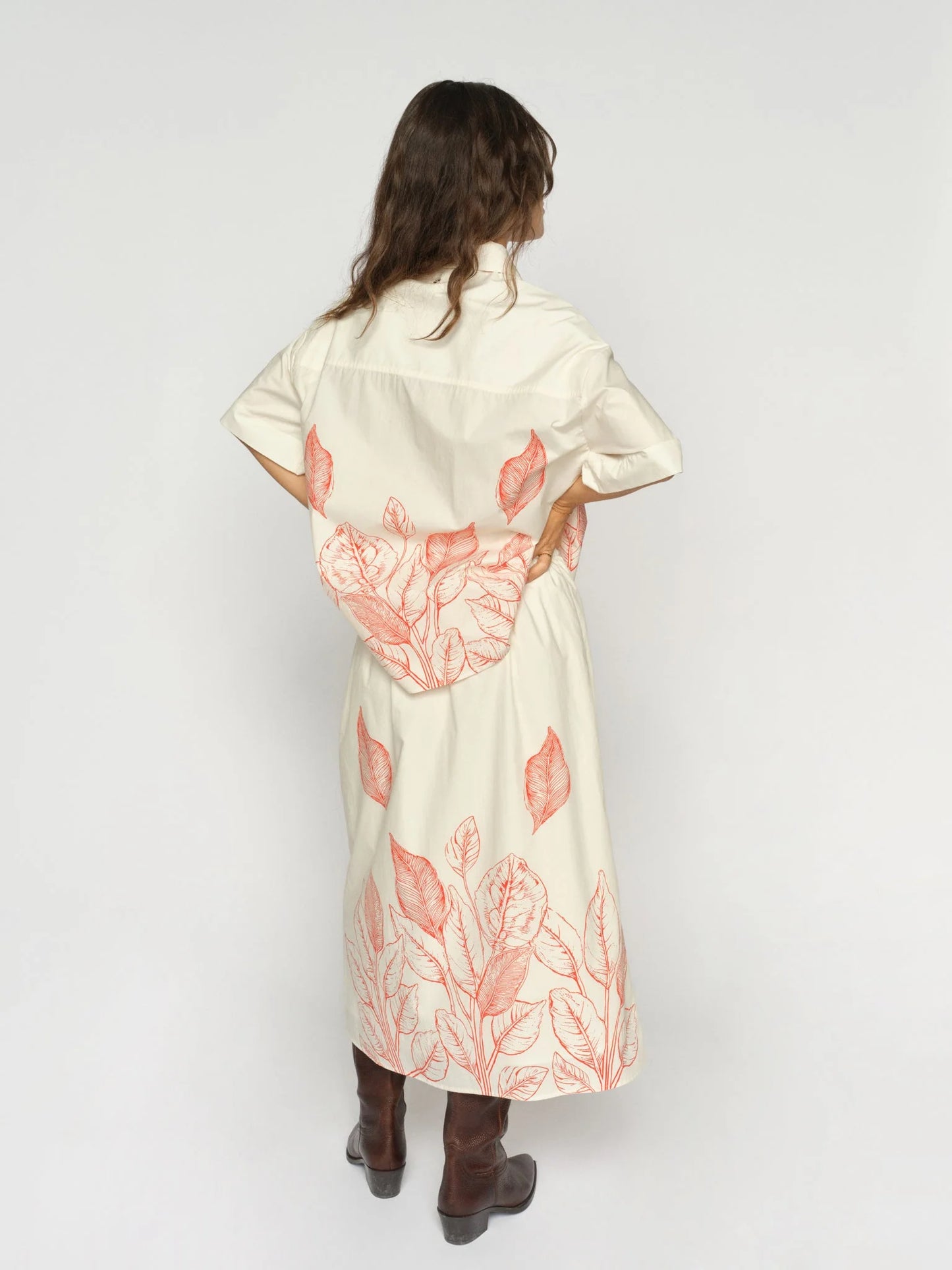 MOS MOSH | Chemise avec cravate "Saras" - Ecru/ Orange