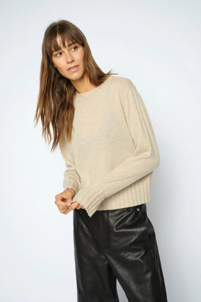 Mos Mosh | Pull en cachemire à col rond 'Moria' | Beige Sable