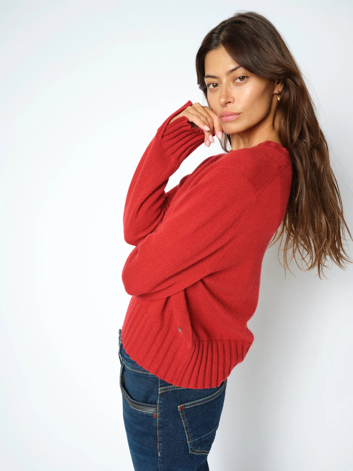 Mos Mosh | Pull en cachemire à col rond 'Moria' | Rouge