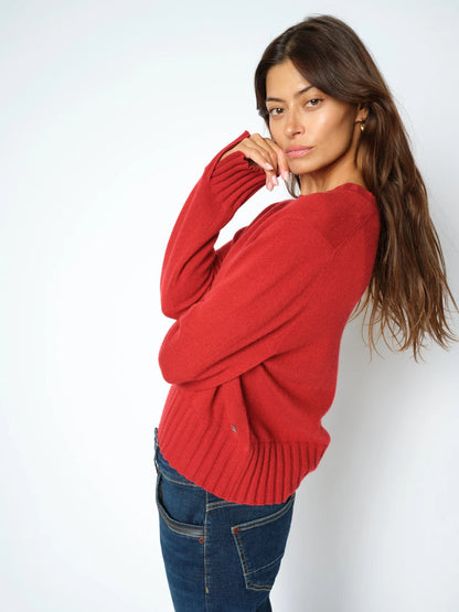 Mos Mosh | Pull en cachemire à col rond 'Moria' | Rouge
