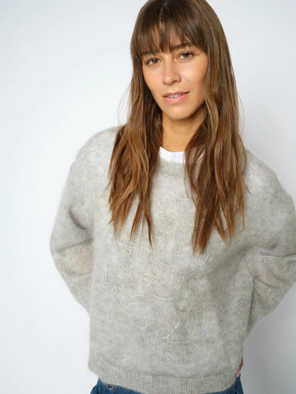 Mos Mosh | Pull en maille 'Aroa Bernat' | Gris Pâle