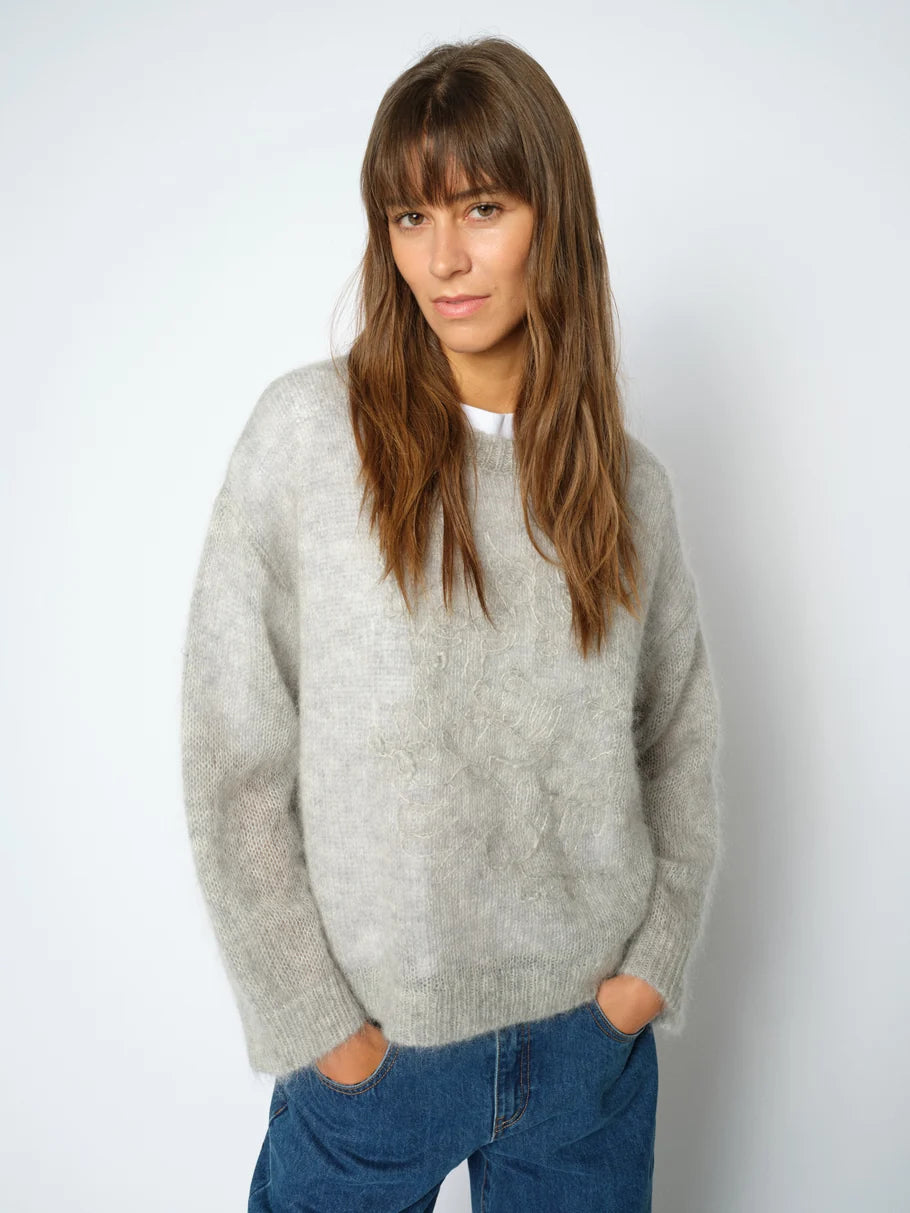 Mos Mosh | Pull en maille 'Aroa Bernat' | Gris Pâle