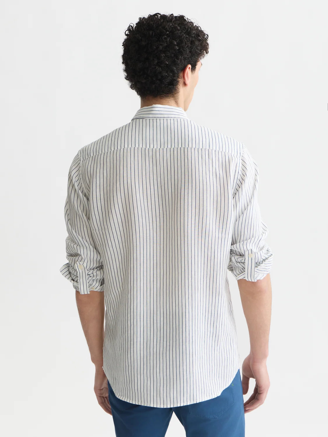 Scotch & Soda | Chemise en lin à manches longues  "Striped" - Bleu enseigne