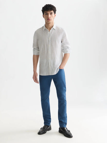 Scotch & Soda | Chemise en lin à manches longues  "Striped" - Bleu enseigne