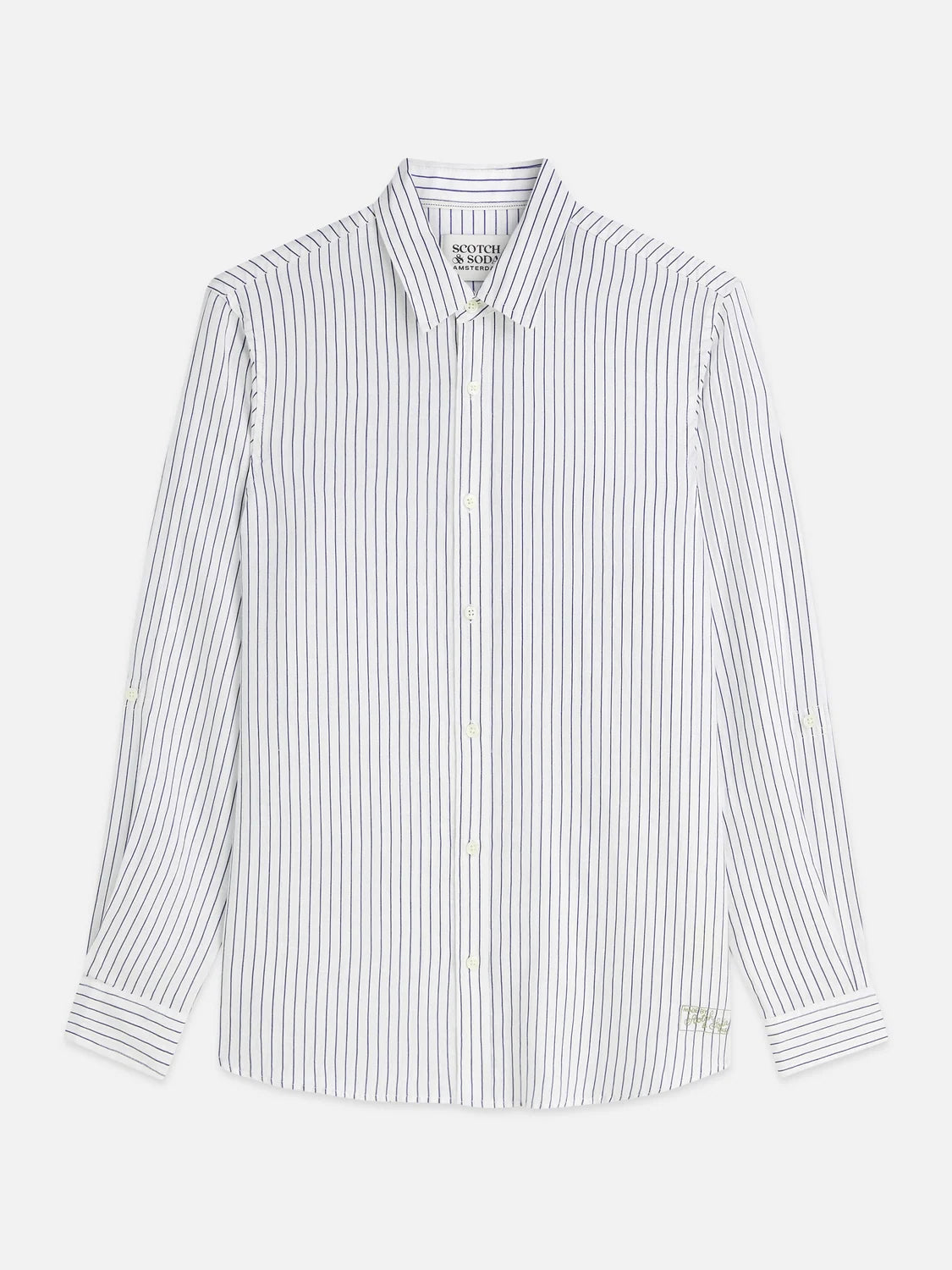 Scotch & Soda | Chemise en lin à manches longues  "Striped" - Bleu enseigne