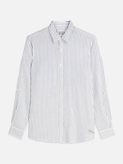Scotch & Soda | Chemise en lin à manches longues  "Striped" - Bleu enseigne