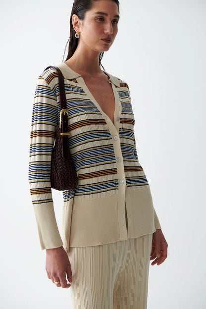 Sancia | Le cardigan en maille ''Zilla'' - rayures champagne