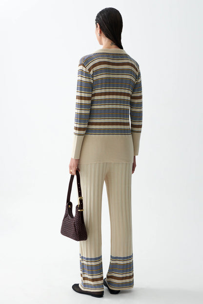 Sancia | Le cardigan en maille ''Zilla'' - rayures champagne