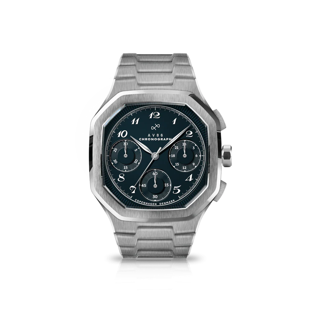 AV86 | Montre Chronographe ''1904'' 38 mm - Acier / Bleu