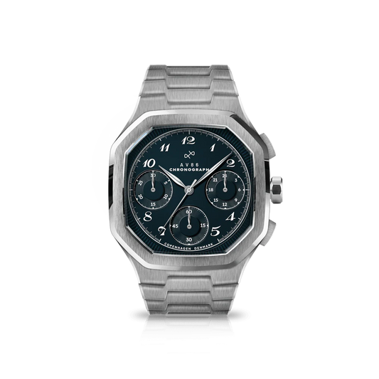 AV86 | Montre Chronographe ''1904'' 38 mm - Acier / Bleu
