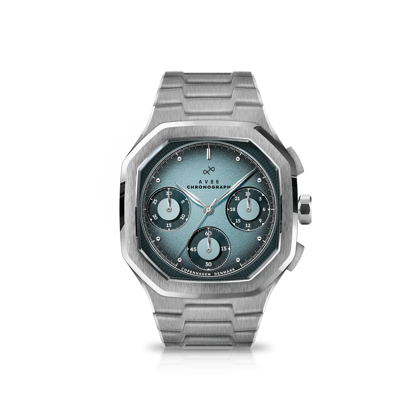 AV86 | Montre Chronographe ''1904'' 38 mm - Acier / Bleu clair et foncé