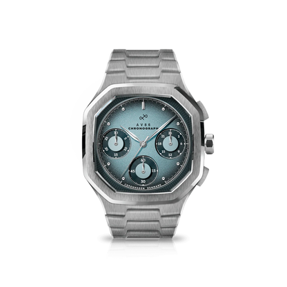 AV86 | Montre Chronographe ''1904'' 38 mm - Acier / Bleu clair et foncé
