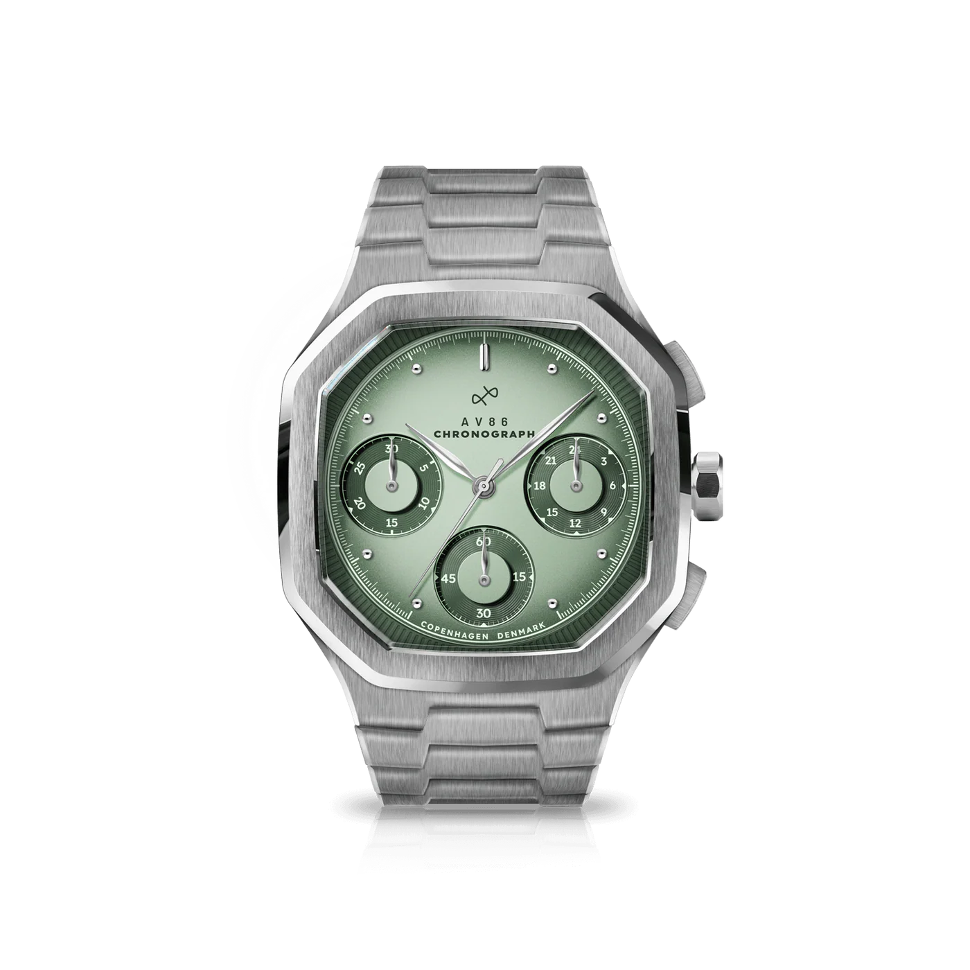 AV86 | Montre Chronographe ''1904'' 38 mm - Acier / Vert clair et vert foncé
