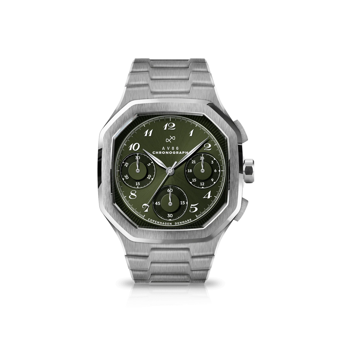 AV86 | Montre Chronographe ''1904'' 38 mm - Acier / Vert olive
