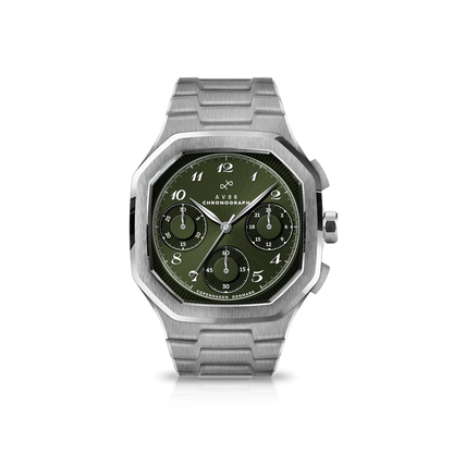 AV86 | Montre Chronographe ''1904'' 38 mm - Acier / Vert olive