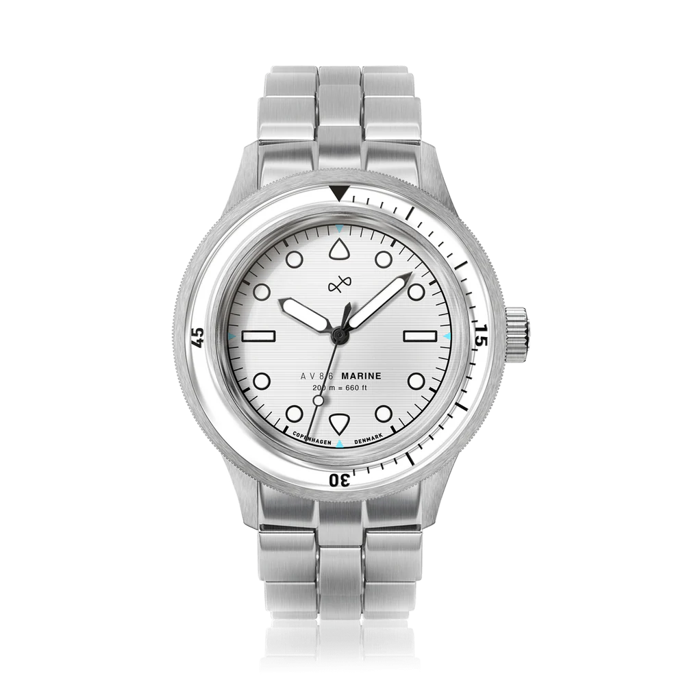 AV86 | Montre en acier ''1956 Marine'' 41 mm | Acier/Blanc