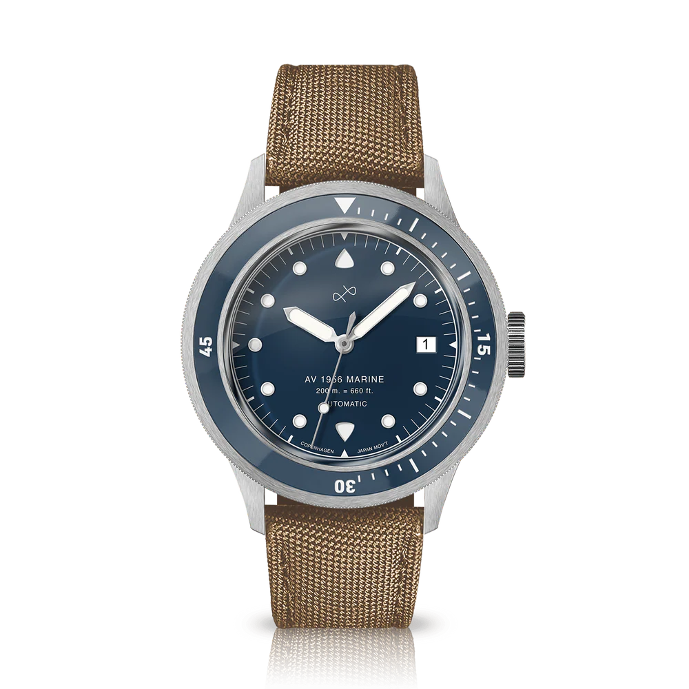 AV86 | Montre en acier ''1956 Marine Automatic'' 41 mm | Acier/Bleu