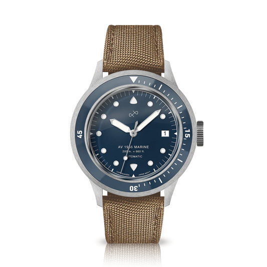 AV86 | Montre en acier ''1956 Marine Automatic'' 41 mm | Acier/Bleu