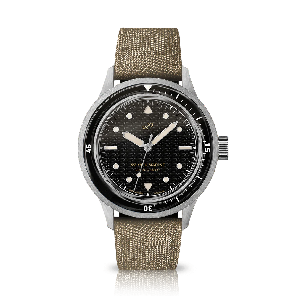 AV86 | Montre ''1956 Marine'' en acier de 41 mm | Acier / Noir