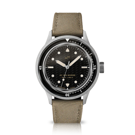 AV86 | Montre ''1956 Marine'' en acier de 41 mm | Acier / Noir