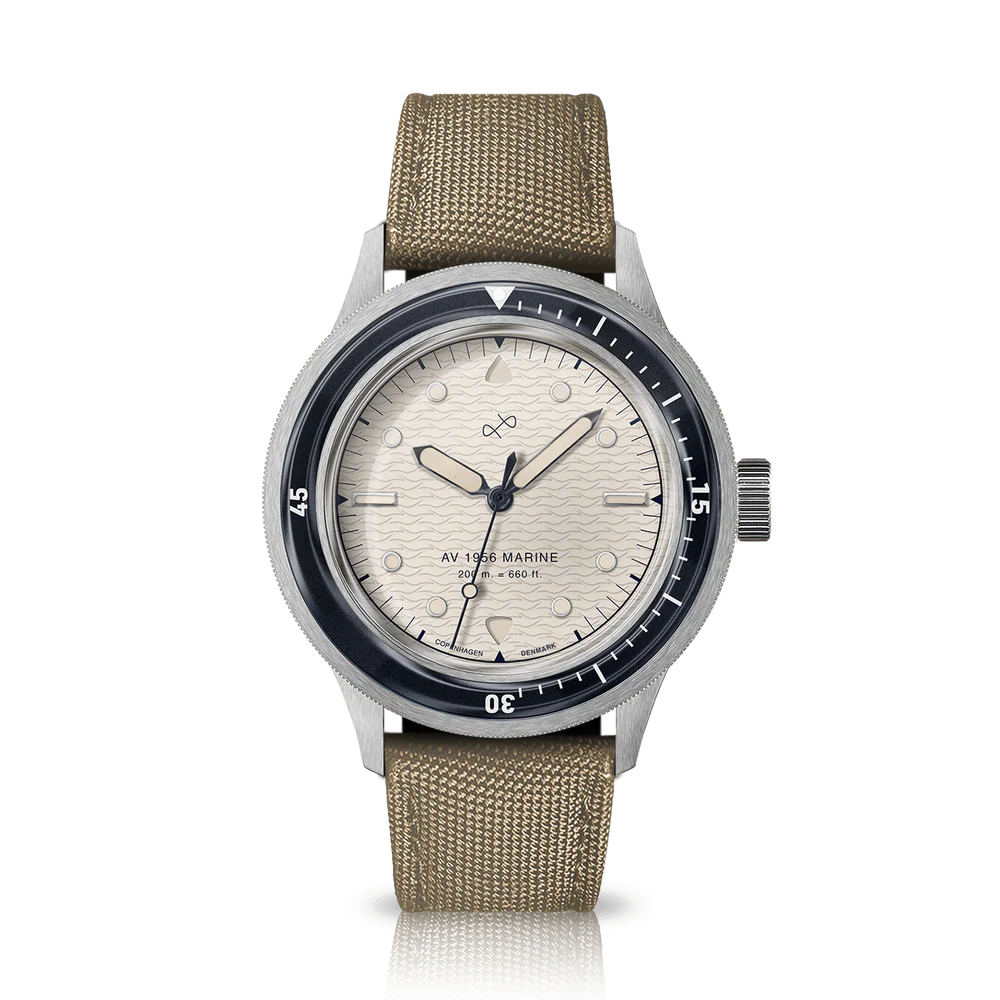 AV86 | Montre ''1956 Marine'' en acier de 41 mm | Bleu marine et blanc cassé