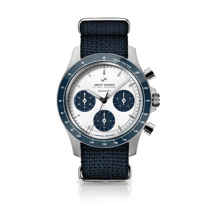 AV86 | Montre ''1960 Racing Chronograph'' 41 mm | Acier/Bleu marine - Blanc