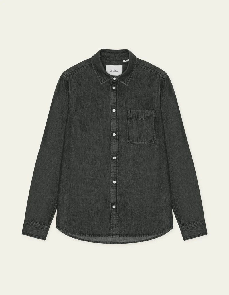 Les deux | Chemise en coton "Denim" - Noir délavé
