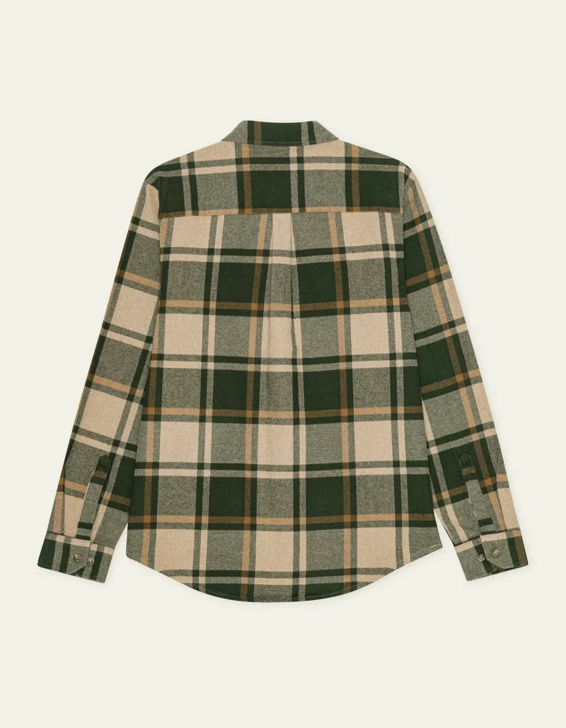Les deux | Chemise en coton flanelle "Check" - Vert résine